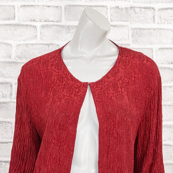 CP SHADES Women's open front Textured Cardigan top in Red Rayon sz Small - Picture 7 of 9